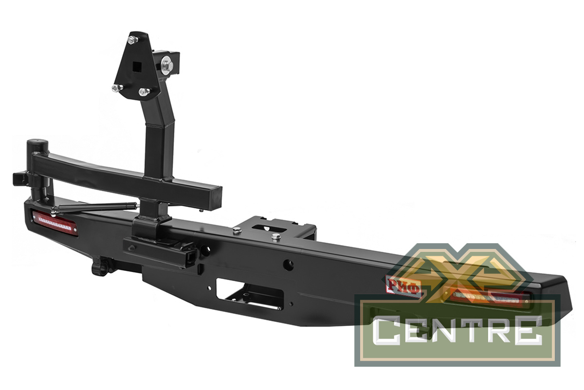 Бампер РИФ задний УАЗ Хантер с площадкой под лебедку, калиткой и фонарями лифт