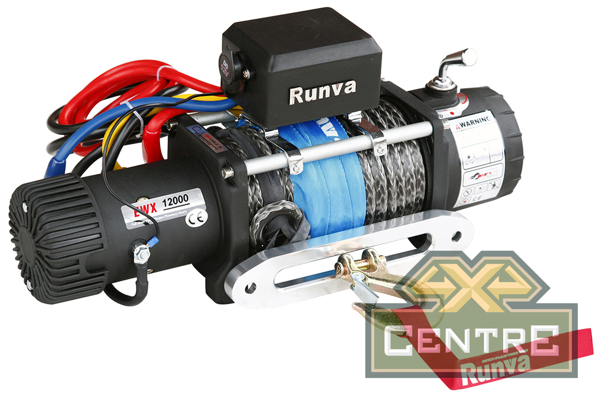 Лебёдка электрическая 12V Runva 12000 lbs 5700 кг (синтетический трос)