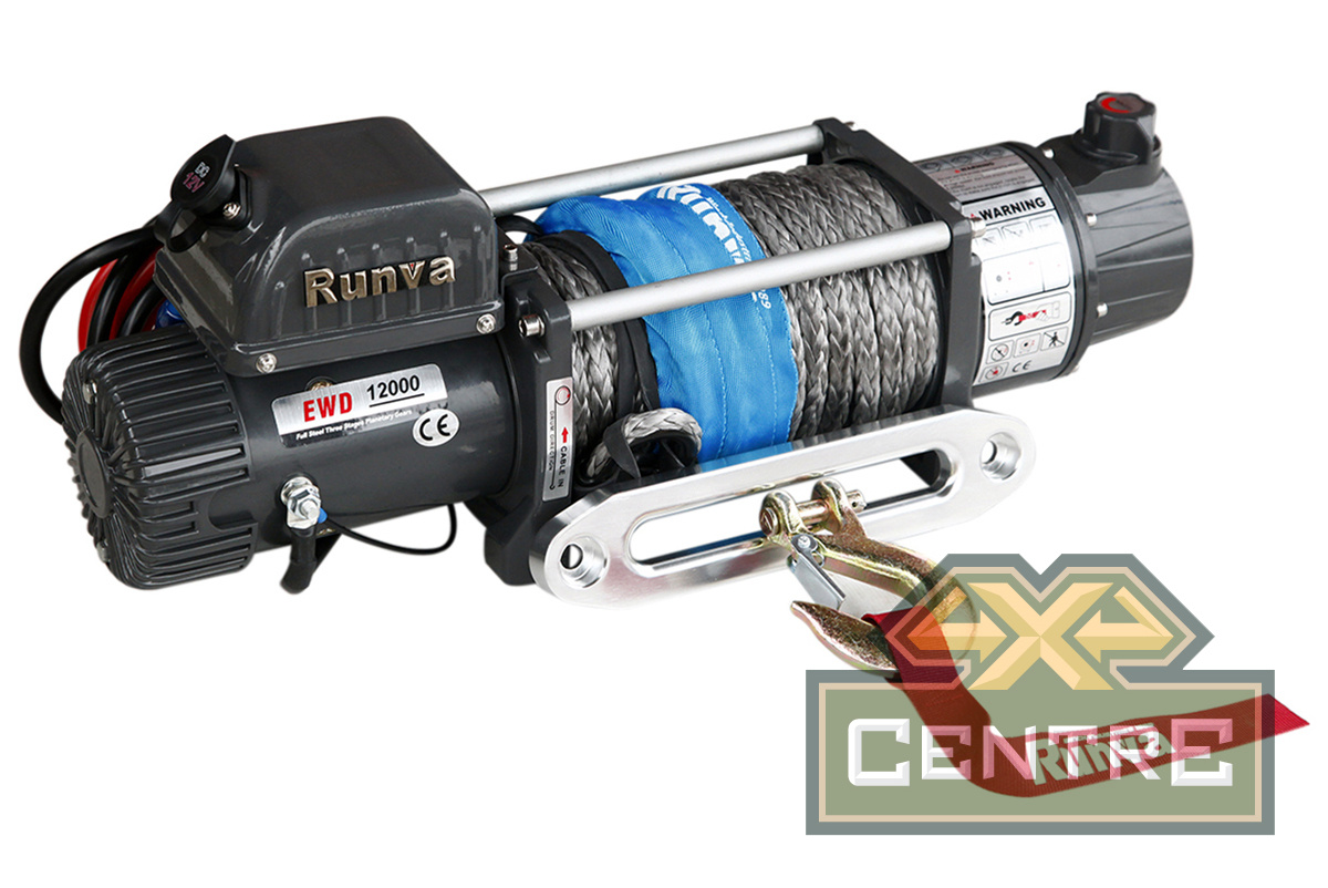 Лебёдка электрическая двухскоростная  12V Runva 12000 lbs 5700 кг (синтетический трос)