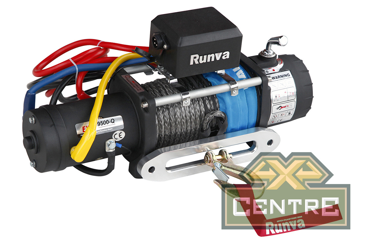 Лебёдка электрическая высокоскоростная 12V Runva 9500 lbs 4350 кг    (синтетический трос)